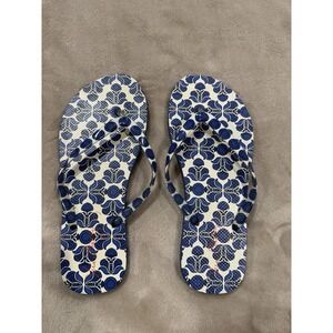 Vera Bradley Womens Blue White Floral Flip Flop Sandals Sz 7-8